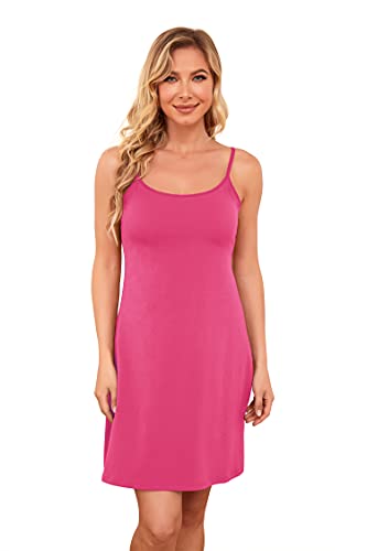 DYLH Slip-Kleid mit integriertem BH, Baumwoll-Nachthemden für Damen, Strandkleid, Sommerkleid, Sonnenkleid, Schlupfkleid, Hot Pink-022, Small von DYLH