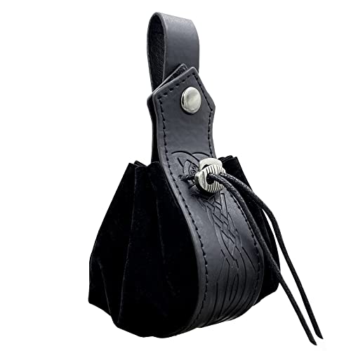 Wikinger-Kunstleder-Hüfttasche, mittelalterlicher Kordelzug, Münzgeldbörse, Vintage, tragbar, für Damen und Herren, Renaissance-Zubehör, LARP Faire Cosplay, Kostüm, Bauchtasche, e, 16cm L x 4cm W, von DYLYMX