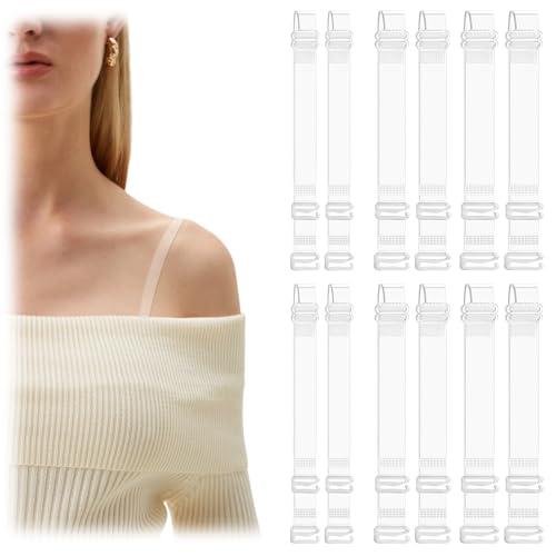 6 Paar BH Träger Transparent, 1cm/1.2cm/1.5cm Breite Unsichtbar BH-Träger Ersatzträger, Weiche Transparente Ersatz BH Schultergurte, Unsichtbare Klare BH Träger für Frauen von DYMHQ