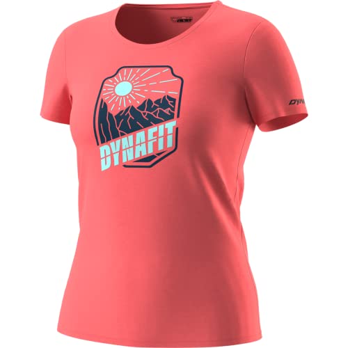 DYNAFIT Damen Graphic CO T-Shirt, hot coral-badge-1842, 36 von DYNAFIT