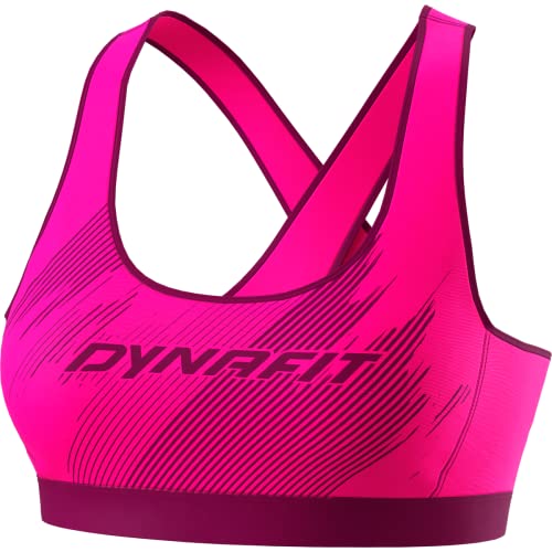 DYNAFIT W Alpine Graphic Bra Pink - Schnelltrocknender bequemer Damen Sport-BH, Größe L - Farbe Pink Glo von DYNAFIT