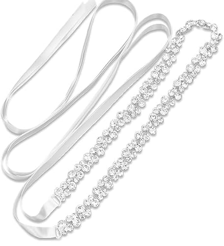 DYOUen Hochzeit Weihnachten Strasssteine Gürtel Brautgürtel Handgefertigter Strass Glitzer Kristall Braut Schärpe für Ballkleid Abendkleider Braut Team Bride von DYOUen