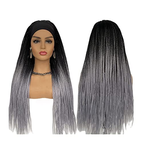 Gewellte Spitzenperücken Geflochtene Stirnbandperücke for schwarze Frauen, 22-28" lange Box geflochtene Perücken Twist Crochet Hair Cornrow Braid Perücke synthetische Stirnbandperücke Natürliche synth von DYPASA