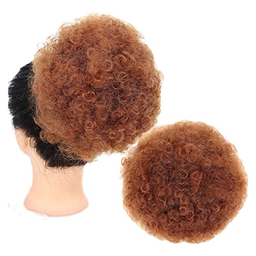 Haarteil Mit Gummiband Afro-Puff-Pferdeschwanz mit Kordelzug, synthetisches, kurzes, verworrenes, lockiges Haar, Afro-Brötchen-Verlängerung, Haarteile, Hochsteckfrisur, for schwarze Frauen, Mädchen Un von DYPASA