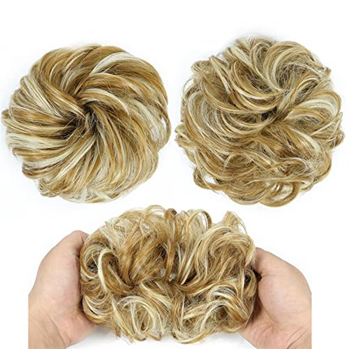 Haarteil Mit Gummiband Elastisches Band mit Haar Messy Bun Mode Mädchen Curly Scrunchie Chignon mit elastischem Band Haarteile Donut for Frauen Unordentliches Haarteil (Color : 28H613) von DYPASA