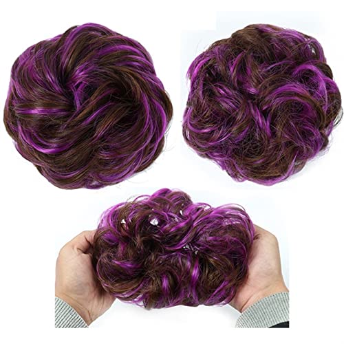 Haarteil Mit Gummiband Elastisches Band mit Haar Messy Bun Mode Mädchen Curly Scrunchie Chignon mit elastischem Band Haarteile Donut for Frauen Unordentliches Haarteil (Color : 66) von DYPASA