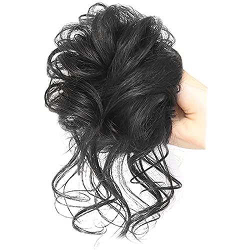 Haarteil Mit Gummiband Messy Bun Haarteil Synthetische zerzauste Hochsteckfrisur Haarknoten Verlängerung Elastisches Haarband Haarteile Curly Wave Hair Bun Scrunchie for Frauen Unordentliches Haarteil von DYPASA