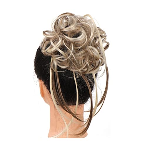 Haarteil Mit Gummiband Messy Bun Haarteil Synthetische zerzauste Hochsteckfrisur Haarknoten Verlängerung Elastisches Haarband Haarteile Curly Wave Hair Bun Scrunchie for Frauen Unordentliches Haarteil von DYPASA