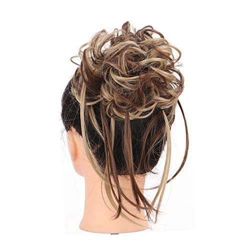 Haarteil Mit Gummiband Messy Bun Haarteil Synthetische zerzauste Hochsteckfrisur Haarknoten Verlängerung Elastisches Haarband Haarteile Curly Wave Hair Bun Scrunchie for Frauen Unordentliches Haarteil von DYPASA