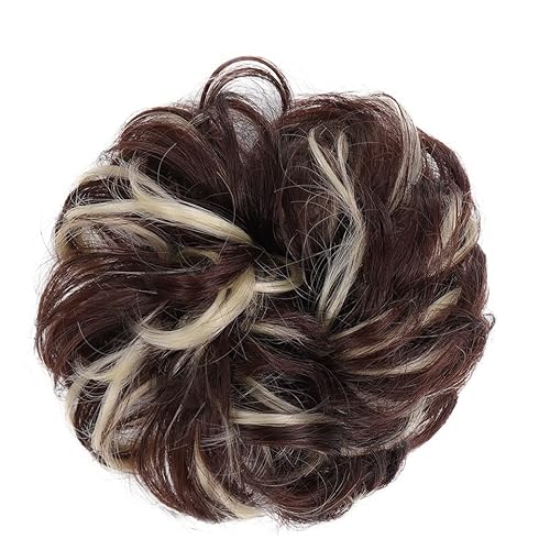 Haarteil Mit Gummiband Messy Bun Hair Pieces Extensions, Curly Wave Synthetic Chignon Hairpiece mit Gummiband, Donut Hair Bun Scrunchie for Frauen Mädchen Unordentliches Haarteil (Color : 6) von DYPASA