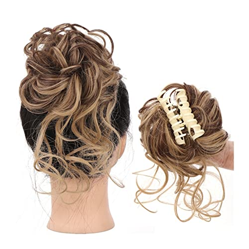 Haarteil Mit Gummiband Messy Curly Hair Dutt Hair Scrunchies Extension 1PCS Synthetic Curly Welly Hairpieces Claw Clip in Dish Hair Claw Dutt Chignon for Frauen Unordentliches Haarteil (Color : SW207 von DYPASA