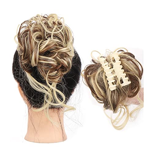 Haarteil Mit Gummiband Messy Curly Hair Dutt Hair Scrunchies Extension 1PCS Synthetic Curly Welly Hairpieces Claw Clip in Dish Hair Claw Dutt Chignon for Frauen Unordentliches Haarteil (Color : SW207 von DYPASA