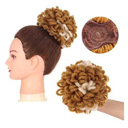 Haarteil Mit Gummiband Synthetische Dreadlock Afro Puff Haarknoten Chignon Kordelzug Pferdeschwanz Faux Locs Clip In Pferdeschwanz Haarteile Haarverlängerungen for schwarze Frauen Unordentliches Haart von DYPASA