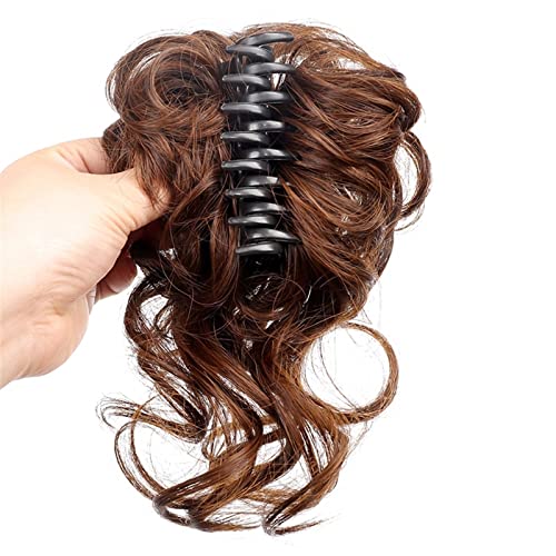 Haarteil Mit Gummiband Synthetische Haarspange Unordentliches Lockiges Haar Perücken, Frauen Brötchen Klaue Verlängerung Chignon Haarteil for Frauen Kunsthaar Unordentliches Haarteil (Color : 1Pcs-01 von DYPASA