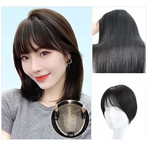 Human Hair Wigs Perücke für Damen, Oberseite des Kopfes, weiches Haar, erhöht das Echthaar, füllen Sie das Haar, spurlos, unsichtbare Perücke, natürlich, lockig (Farbe: 01 - von DYPASA