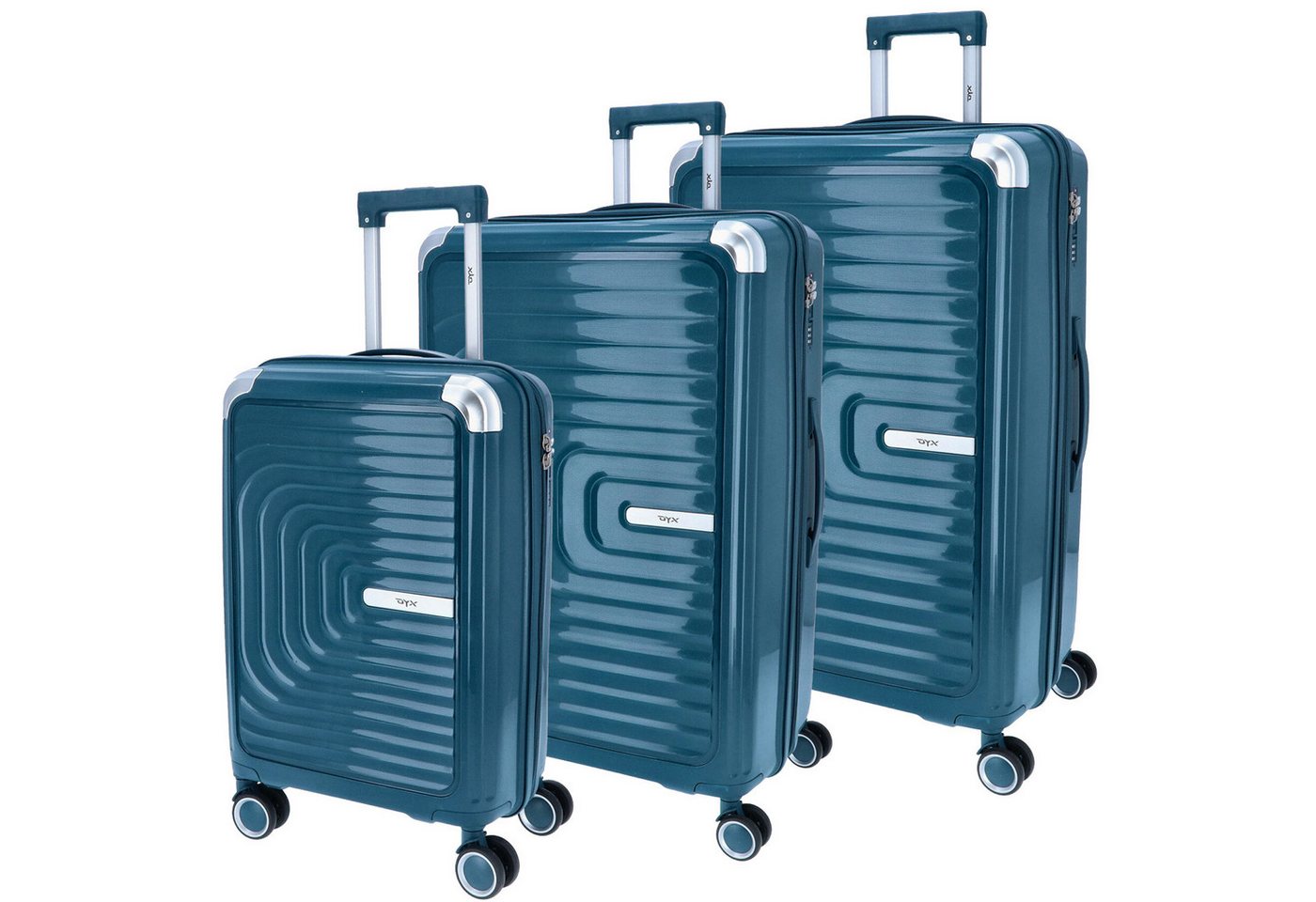DYX Koffer DYX 4 Rollen Trolley 3er Set S/M/L Barcelona blau, 4 Rollen Rollen DYX Koffer DYX 4 Rollen Trolley 3er Set S/M/L Barcelona blau, 4 Rollen Rollen von DYX