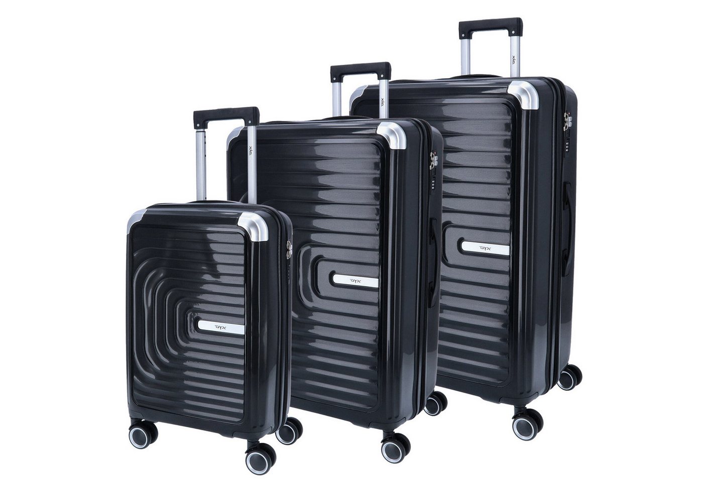DYX Koffer DYX 4 Rollen Trolley 3er Set S/M/L Barcelona schwarz, 4 Rollen Rollen DYX Koffer DYX 4 Rollen Trolley 3er Set S/M/L Barcelona schwarz, 4 Rollen Rollen von DYX