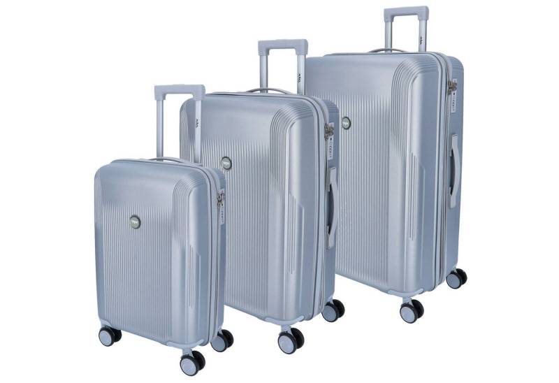 DYX Koffer DYX 4 Rollen Trolley 3er Set S/M/L Palermo silber, 4 Rollen Rollen von DYX