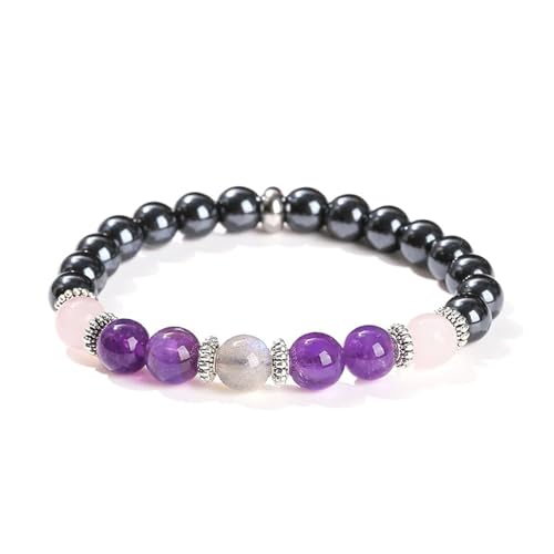 DYYEUAVT 1 x 8 mm Armband Rose Schwarz Perlen Armband Naturstein Perlen Stretch Armband, Einheitsgröße, ca. 20 cm, Achat von DYYEUAVT