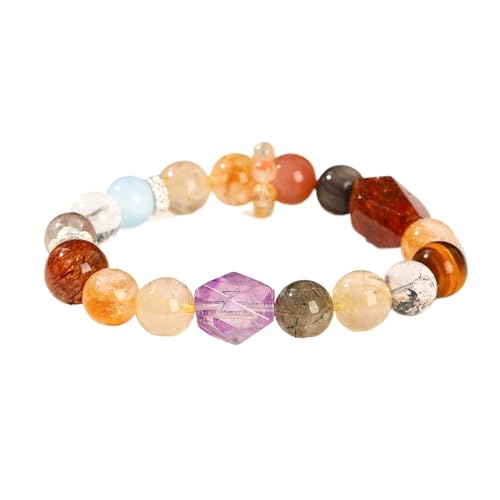 DYYEUAVT 2 x naturfarbene Quarz-Armbänder, Schmuckarmband, Edelstein-Paar-Armband, Perlen, Naturstein, Einheitsgröße, Achat von DYYEUAVT