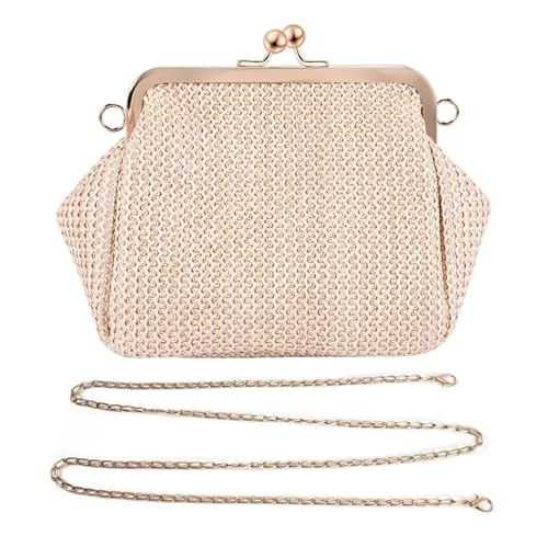 DYYEUAVT Crossbody Boho Taschen for Frauen Abend Clutch Taschen Hasp Damen Handtasche Stroh Strand Rattan Frauen Messenger Bag(Brown) von DYYEUAVT