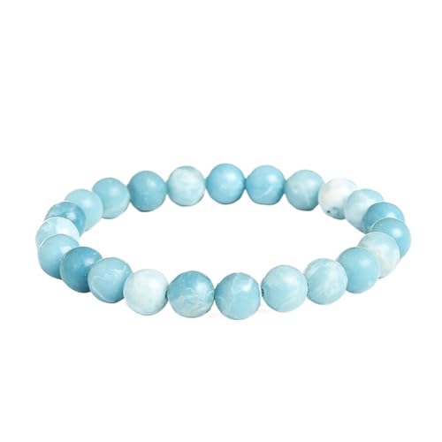 DYYEUAVT Damen-Armband mit Steinperlen, blaues Meer, gestreift, runde Perlen, elastisches Strang-Armreif, weiblicher Schmuck, Einheitsgröße, 9–10 mm, Blau, Achat von DYYEUAVT