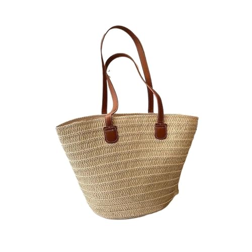 DYYEUAVT Damen Geflochtene Korb-Clutch Top-Griff-Tasche Große Kapazität Umhängetasche Sommerhandtasche(Beige) von DYYEUAVT