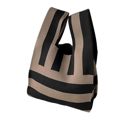 DYYEUAVT Damen-Handtasche, wiederverwendbar, gestrickt, Herz-Blumen-Handgelenktasche, handgefertigt, Knoten, Einkaufstasche, Einkaufstaschen, Outdoor, lässig(Color-2) von DYYEUAVT
