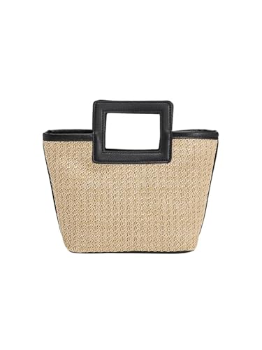 DYYEUAVT Damen Lässige Reisehandtasche Leder Einfache Strohtasche Große Kapazität Vielseitige Webtasche von DYYEUAVT