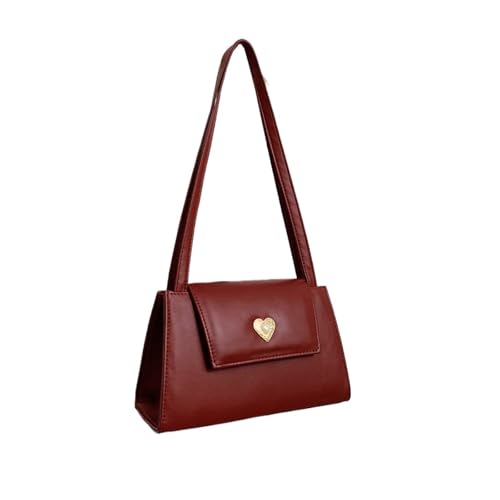DYYEUAVT Damen Leder Umhängetasche Vintage Tote Geldbörse Handtaschen Unterarmtasche Retro Frauen Tragbare kleine quadratische Umhängetaschen(Burgundy) von DYYEUAVT