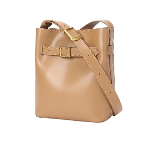 DYYEUAVT Damen-Umhängetasche aus Leder, Eimer-Einkaufstasche, Retro-Umhängetasche for Damen(Brown) von DYYEUAVT