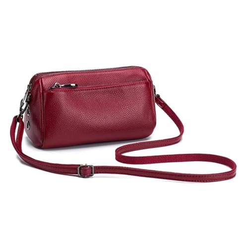 DYYEUAVT Damen-Umhängetaschen Aus Echtem Leder, Kleine Messenger-Taschen, Umhängetaschen(Wine Red) von DYYEUAVT