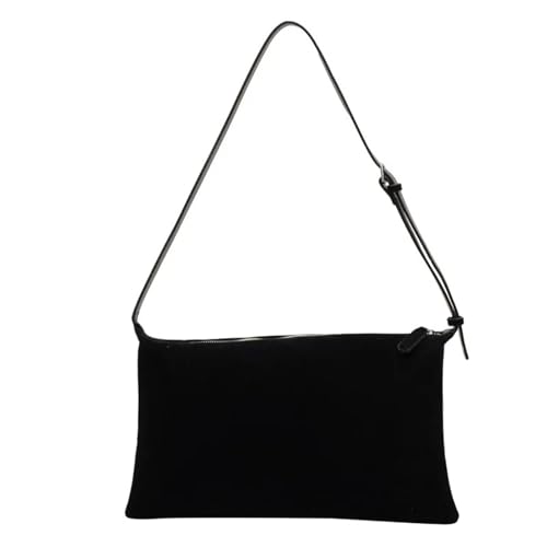 DYYEUAVT Damen Vintage Frosted Wildleder Herbst/Winter Schulter-Unterarmtasche Einfache Tragetasche Große Kapazität Pendlertasche(Black) von DYYEUAVT
