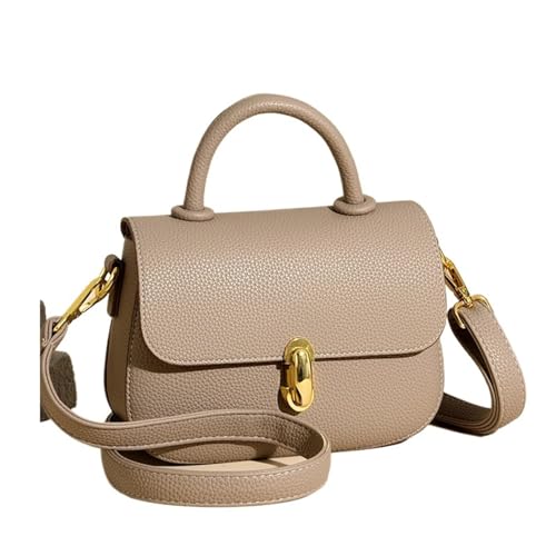 DYYEUAVT Echtes Leder Frauen Umhängetasche Einfachheit Einfarbig Handtasche Damen Schulter Geldbörsen(Beige) von DYYEUAVT