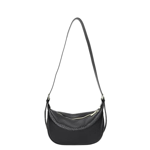 DYYEUAVT Echtes Leder Umhängetasche Damen Messenger Bags Umhängetaschen for Frauen Handtasche Designer Flap Bag(Black) von DYYEUAVT