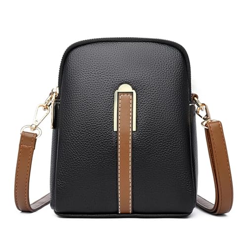 DYYEUAVT Echtes Leder frauen Handy Tasche Geldbörsen Schulter Messenger Taschen for Frauen Weibliche Kleine Tote(Black) von DYYEUAVT