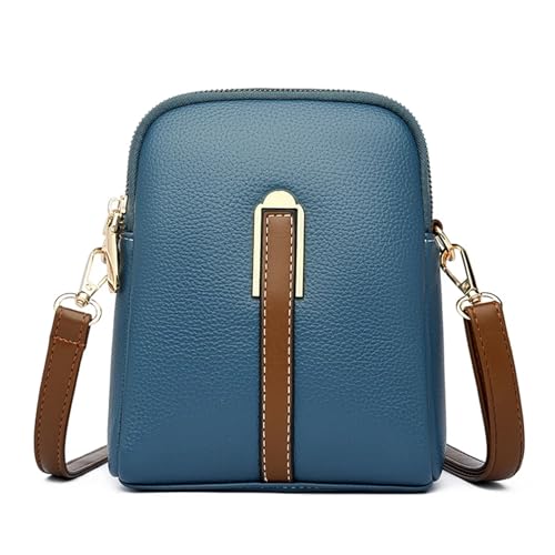 DYYEUAVT Echtes Leder frauen Handy Tasche Geldbörsen Schulter Messenger Taschen for Frauen Weibliche Kleine Tote(Blue) von DYYEUAVT