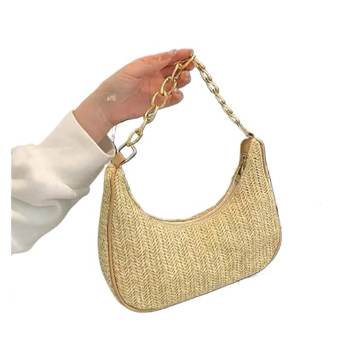 DYYEUAVT Gewebte Tasche Große Kapazität Damen Schultertasche Sommer Strandtasche Strohtasche(Khaki) von DYYEUAVT