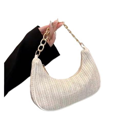 DYYEUAVT Gewebte Tasche Große Kapazität Damen Schultertasche Sommer Strandtasche Strohtasche(WHITE) von DYYEUAVT