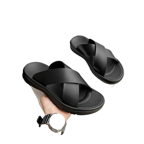 DYYEUAVT Herrenschuhe Sommer Sandalen PU Outdoor Lazy Schuhe Anti Slip Soft Solepantoffeln Strandschuhe(Black,41) von DYYEUAVT