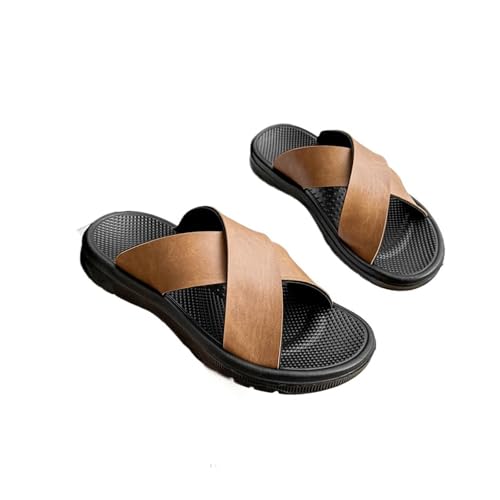 DYYEUAVT Herrenschuhe Sommer Sandalen PU Outdoor Lazy Schuhe Anti Slip Soft Solepantoffeln Strandschuhe(Yellow,41) von DYYEUAVT
