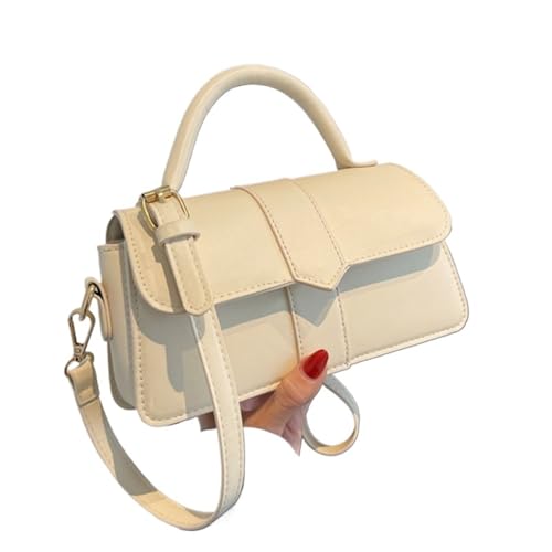 DYYEUAVT Leder Umhängetasche for Frauen Handtasche Vintage Unterarmtasche kleine quadratische Satchel(Beige) von DYYEUAVT
