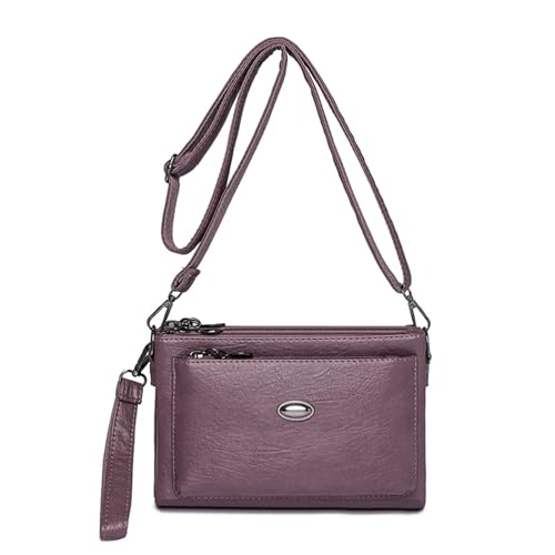 DYYEUAVT Mehrschichtige Geldbörse und Handtaschen aus weichem Leder, Designer-Umhängetaschen for Damen(PURPLE) von DYYEUAVT