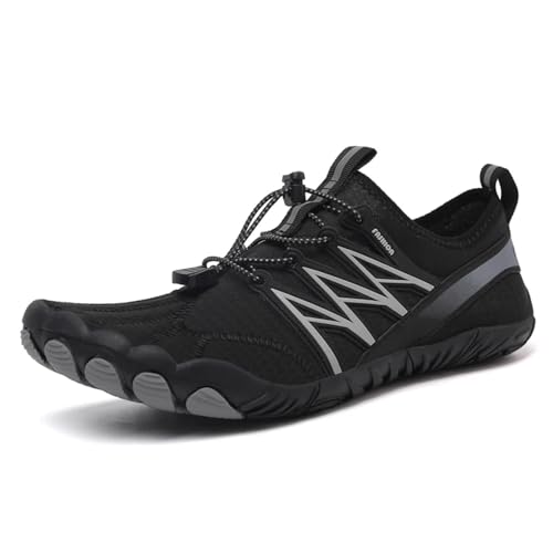 DYYEUAVT Schnelltrocknende Wasserschuhe, Barfuß-Wasserschuhe for Herren, rutschfeste Strandpantoffeln for Damen, Sommersport-Sneaker(Black,43) von DYYEUAVT