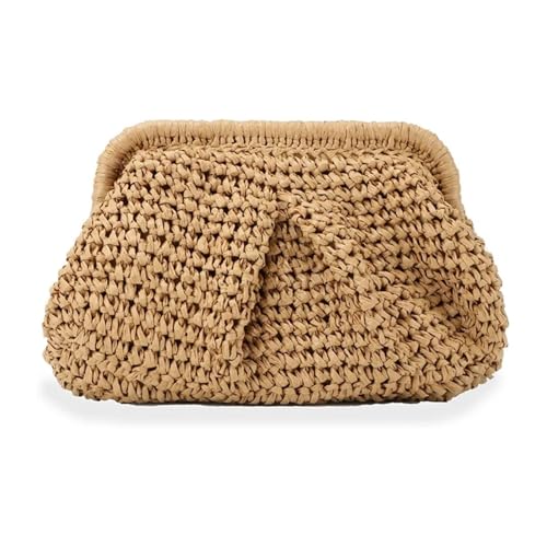 DYYEUAVT Stroh-Geldbörse for Frauen, Wolkenknödel-Tasche, Stroh-Umhängetasche, Schultertasche, Sommer-Strandtasche von DYYEUAVT