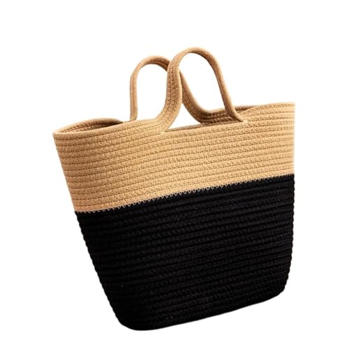 DYYEUAVT Strohgewebte Handtasche for Frauen, Sommer-Strand-Umhängetasche, Damen-Retro-Rattan-Reise-Umhängetasche, Boho-Griff-Einkaufstasche von DYYEUAVT
