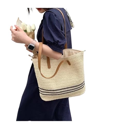 DYYEUAVT Strohgewebte Schultertasche for Frauen Kapazität Tote Design Boho gewebte Schultertasche(Color 01) von DYYEUAVT