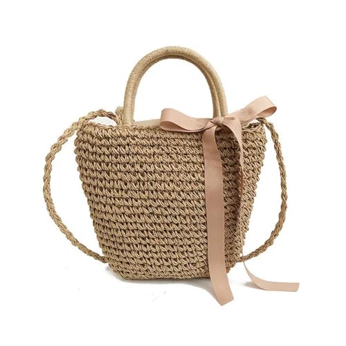 DYYEUAVT Strohtaschen for Frauen Sommer Stroh Schulter Korb Strandtasche gewebt Rattan Tasche handgemachte Geldbörse Boho Handtasche(Color02) von DYYEUAVT
