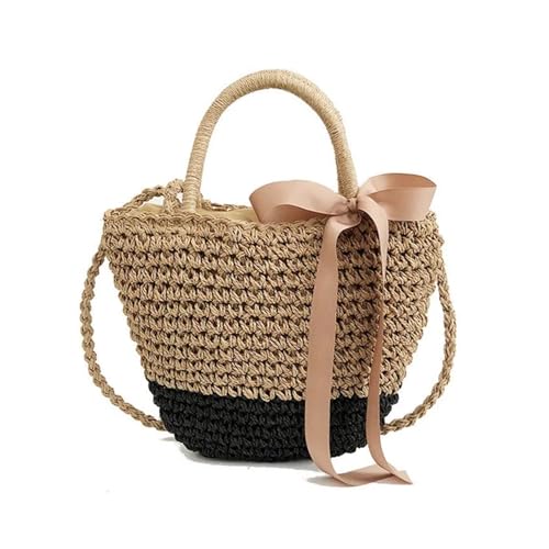 DYYEUAVT Strohtaschen for Frauen Sommer Stroh Schulter Korb Strandtasche gewebt Rattan Tasche handgemachte Geldbörse Boho Handtasche(Color03) von DYYEUAVT