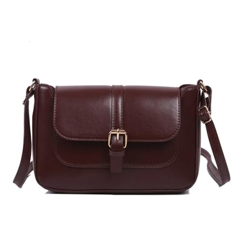 DYYEUAVT Vintage Schulter Umhängetaschen for Frauen Leder Trend Handtaschen Und Geldbörse Retro Kleine Weibliche Messenger Tasche(B Dark Brown) von DYYEUAVT